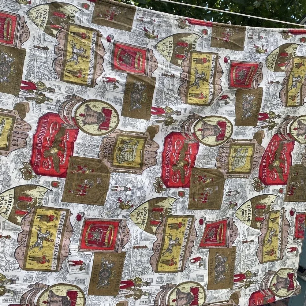Colonial Print Twin Bedspread Coverlet Thin Americana Homemade Farmhouse